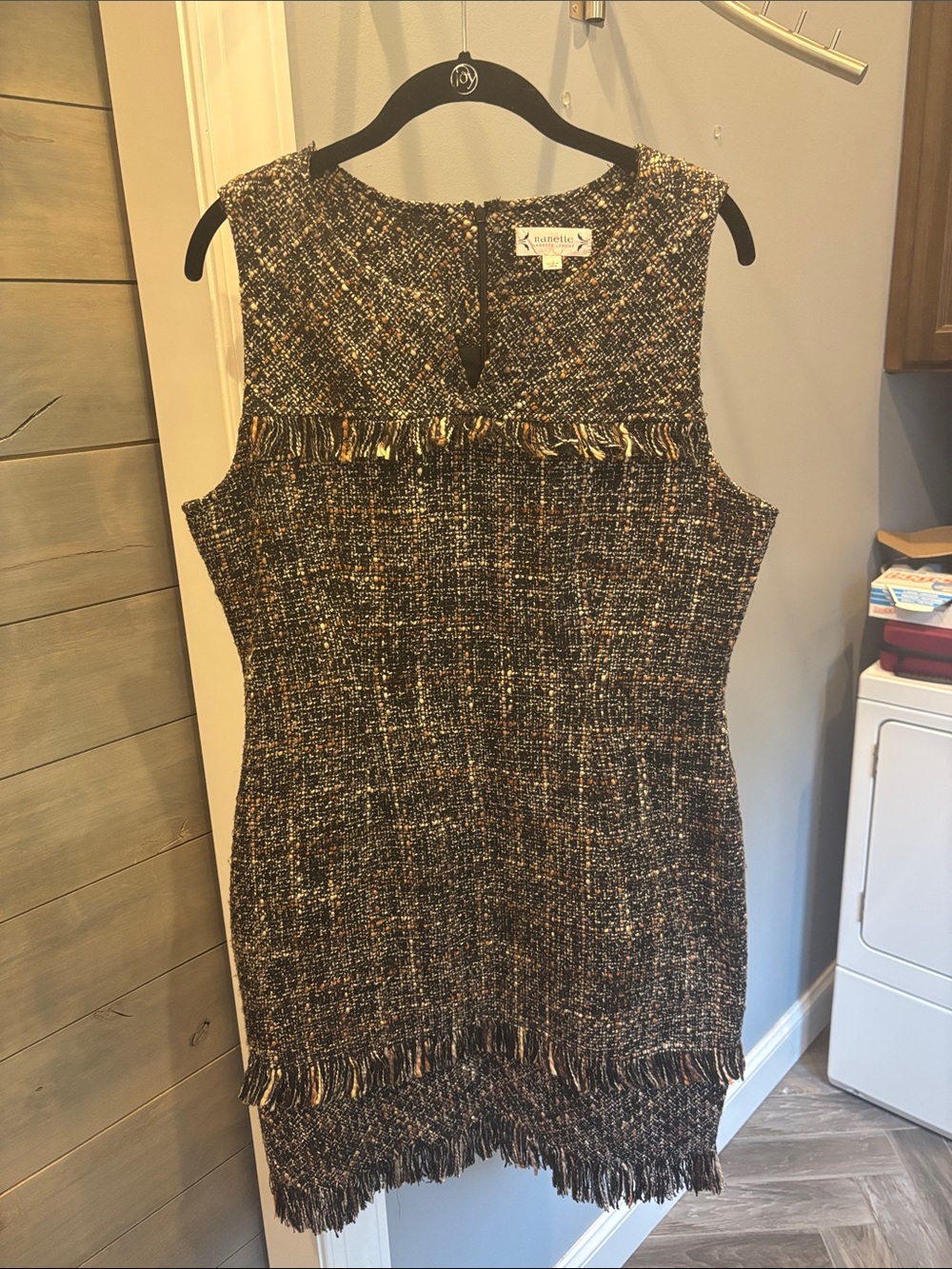 Nanette Lepore Rustic Tweed Fringed Sleeveless Sheath Mini Dress Multi Color 12